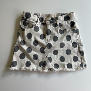 Zara Kids Girls Polka Dot Denim Skirt Distressed Size 8 Years